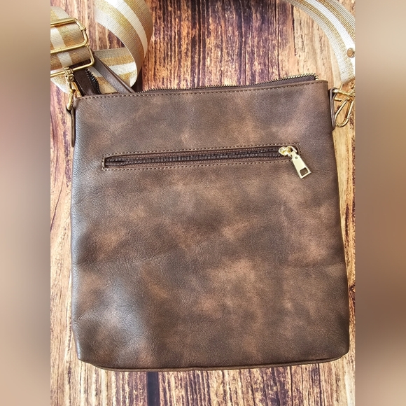 Westbronco Boho Square Crossbody Bag w/ PomPom London Adjustable Striped Strap - Picture 5 of 12